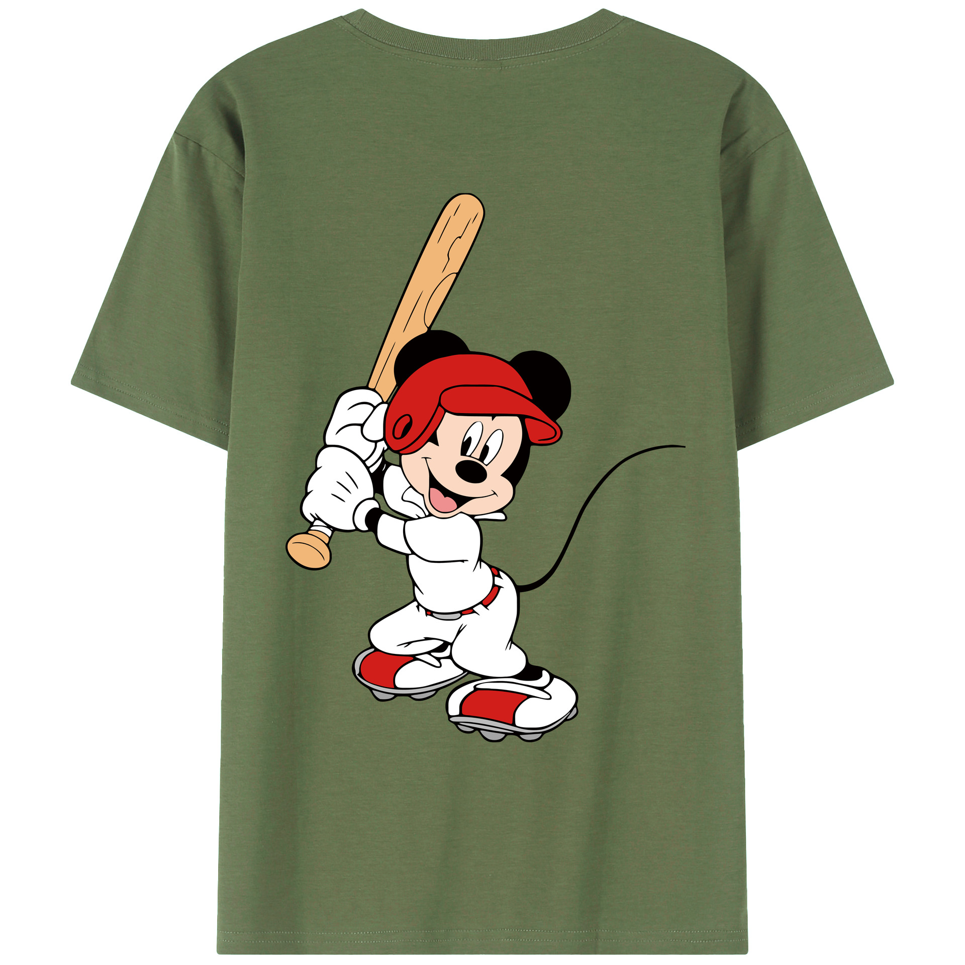 ミッキーマウス Mickey Mouse 綿100％ メンズ半袖Tシャツ（バックプリント） 通気性